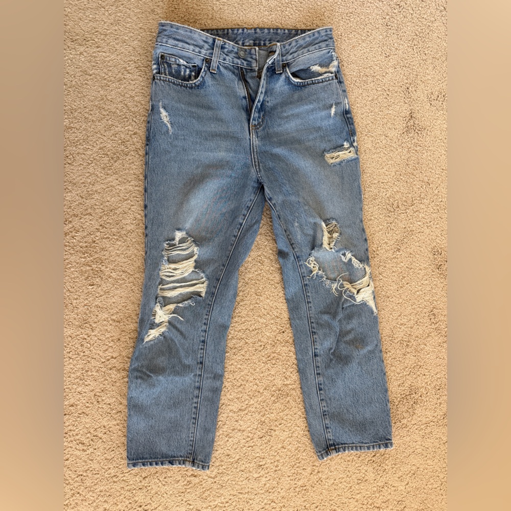 Carmar denim high waisted distressed blue jeans size 24 worn once